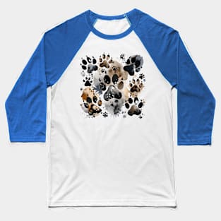 Pet Paws Ink Painting Pattern Baseball T-Shirt